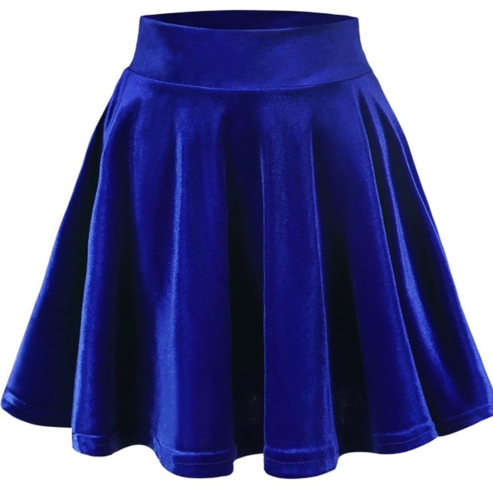 Velvet blue skater skirt XL